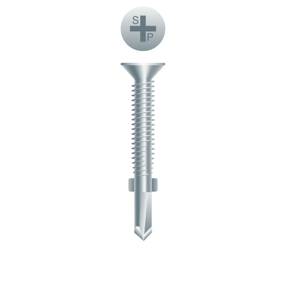 #12 Strong-Point Flat Head Reamer 12-24 x 2-1/2, PH, Zinc Finish
