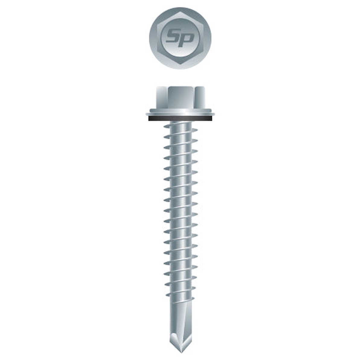 #10 Strong-Point Hex Washer Head w/Washer 10-16 x 2, Zinc