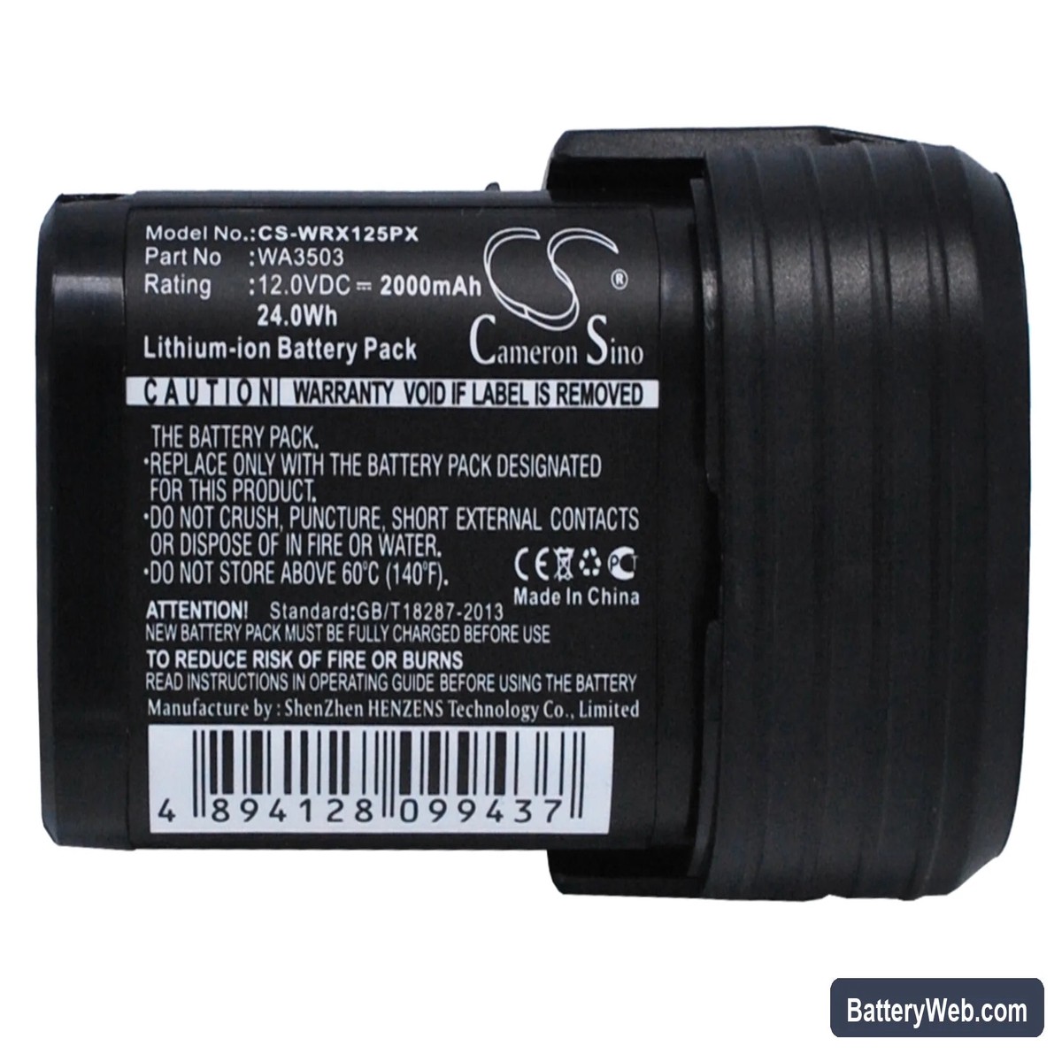 Worx WA3503 12V Replacement Battery 2000mAh Li-ion