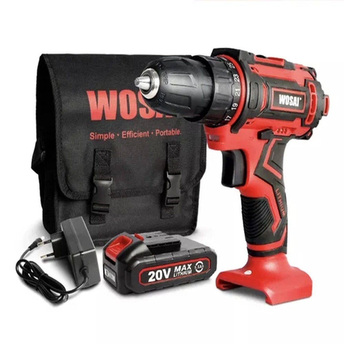 WOSAI 20V Max* Cordless Drill , Power Drill Kit With Case & Battery