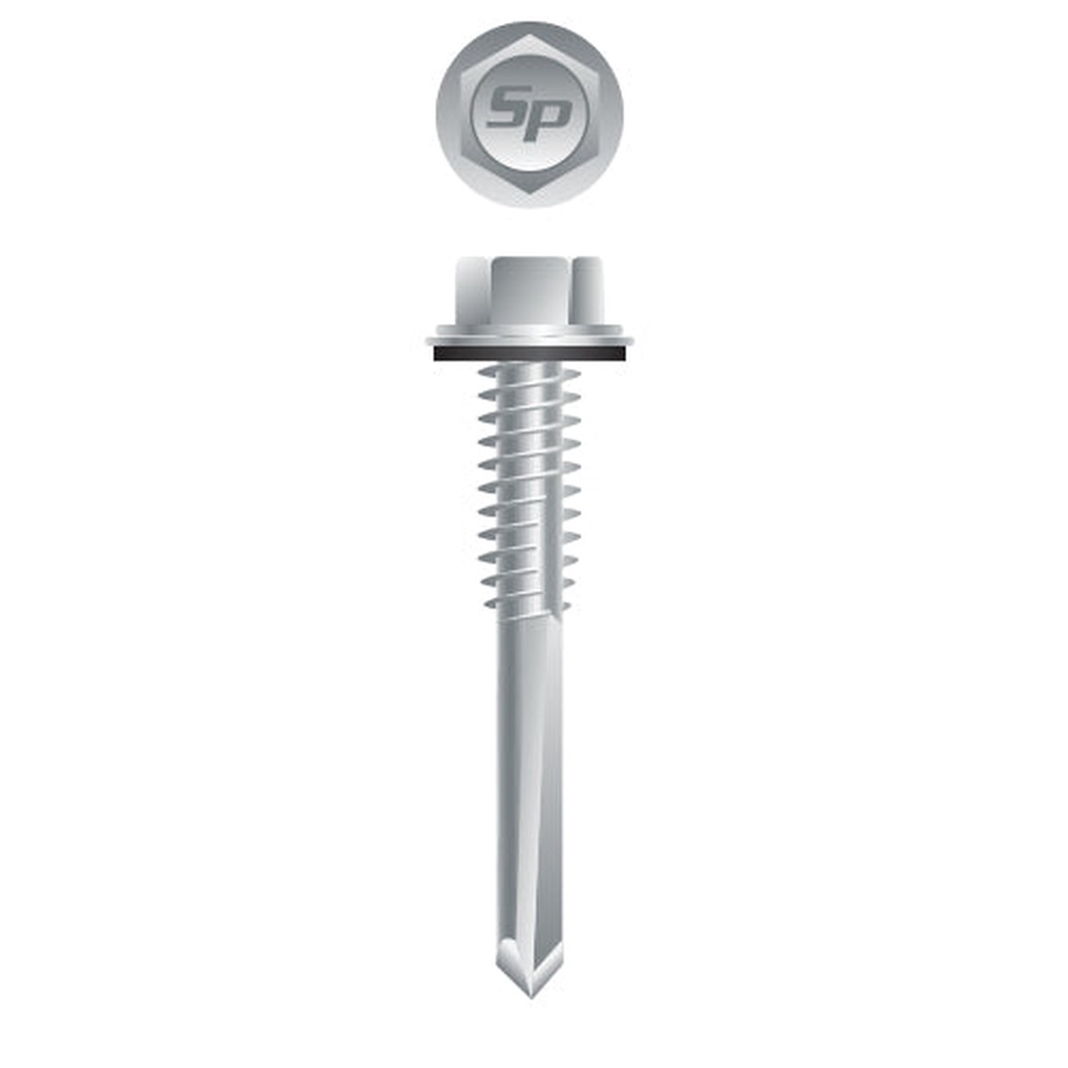 #12 Strong-Point Hex Washer Head w/Washer 12-24 x 1-1/2, Strong-Shield