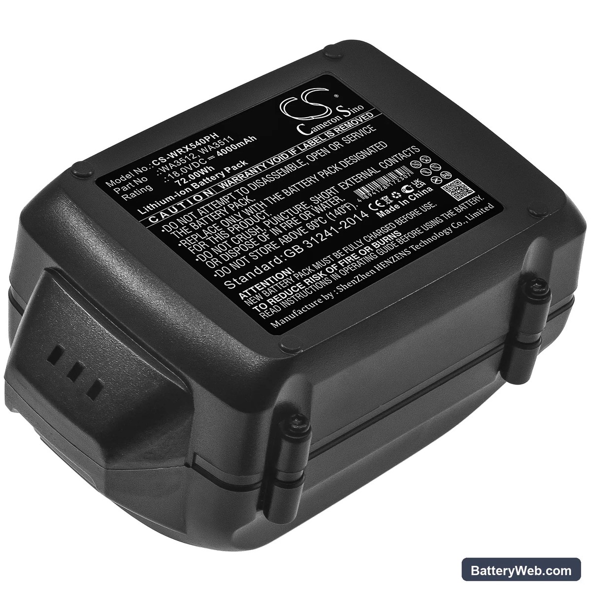 Worx WA3512 18V Lawn Mower Replacement Battery 4000mAh